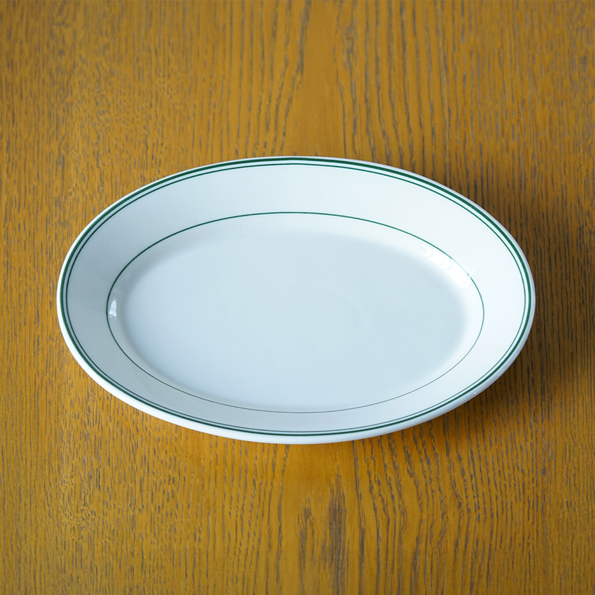 OVAL PLATTER,26.6cm GREEN BAND