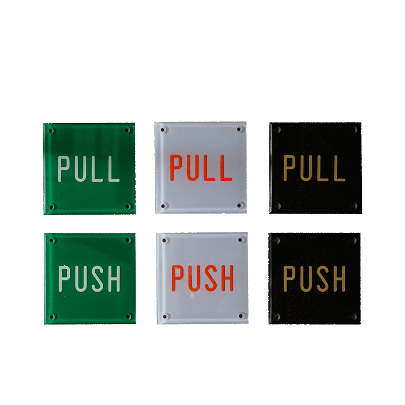 P.F.S. ENGRAVED SIGN PLATE, PULL, CLEAR