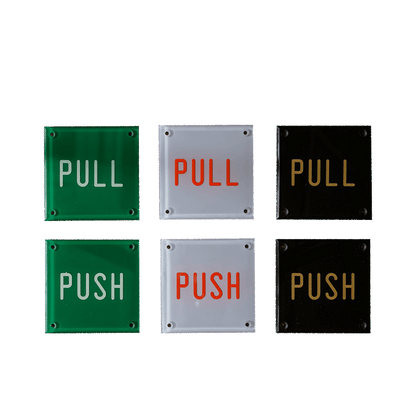P.F.S. ENGRAVED SIGN PLATE, PUSH, CLEAR