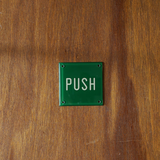 P.F.S. ENGRAVED SIGN PLATE, PUSH, GRN