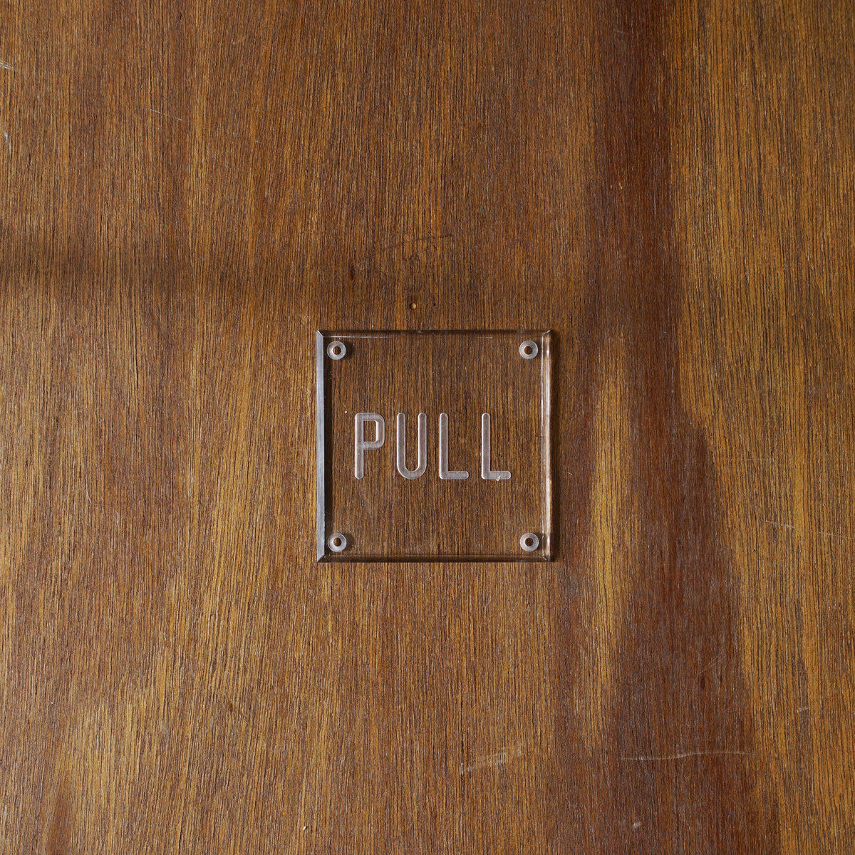 P.F.S. ENGRAVED SIGN PLATE, PULL, CLEAR