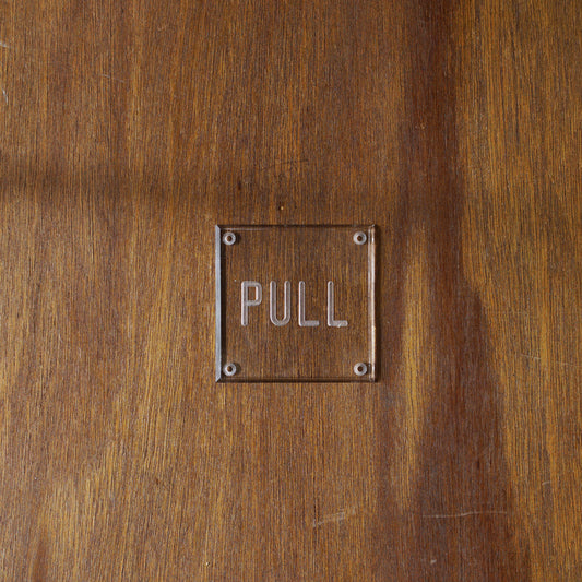 P.F.S. ENGRAVED SIGN PLATE, PULL, CLEAR